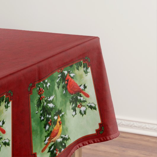 Mannelijke en Vrouw Kardinalen Rood Tafelkleed (Voorbeeld)