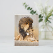 Mannelijke en Vrouw Lion in Love Briefkaart (Staand voorkant)