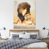 Mannelijke en Vrouw Lion in Love Canvas Afdruk (Insitu (Slaapkamer))