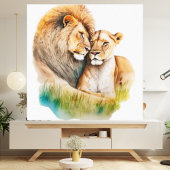 Mannelijke en Vrouw Lion in Love Foto van Lion Lov Canvas Afdruk