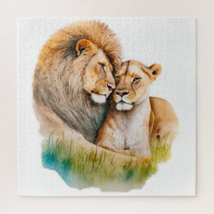 Mannelijke en Vrouw Lion in Love Foto van Lion Lov Legpuzzel
