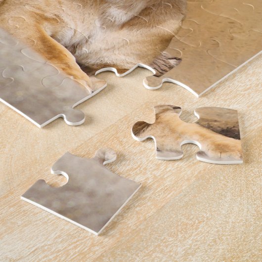 Mannelijke en Vrouw Lion in Love Legpuzzel (Zijkant)