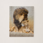 Mannelijke en Vrouw Lion in Love Legpuzzel (Verticaal)