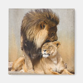 Mannelijke en Vrouw Lion in Love Magneet (Voorkant)