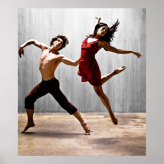 Mannelijke en Vrouw moderne dansers in het Rode Dr Poster (Voorkant)