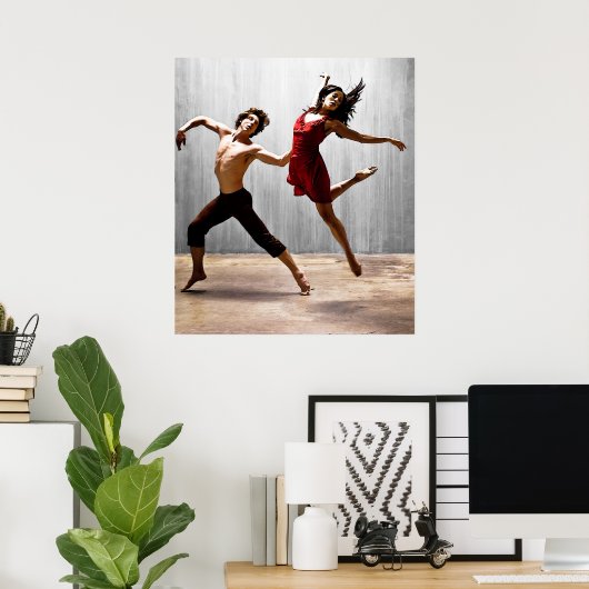 Mannelijke en Vrouw moderne dansers in het Rode Dr Poster (Thuiskantoor)