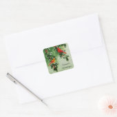 Mannelijke en Vrouw Noordelijke Kardinalen Vierkante Sticker (Envelop)