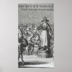 Mannelijke en Vrouw Quakers op hun vergadering Poster