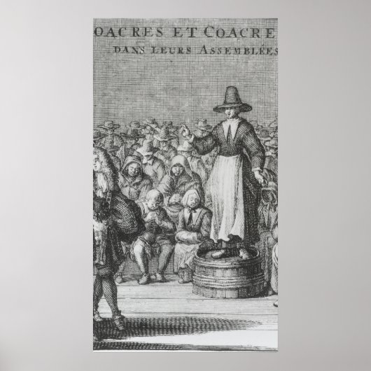 Mannelijke en Vrouw Quakers op hun vergadering Poster (Voorkant)