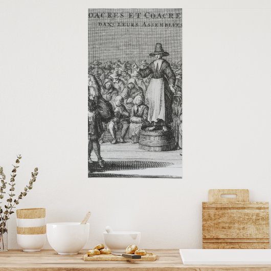 Mannelijke en Vrouw Quakers op hun vergadering Poster (Keuken)