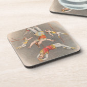 Mannelijke en Vrouw trapeze performers Bier Onderzetter (Linkerzijde)