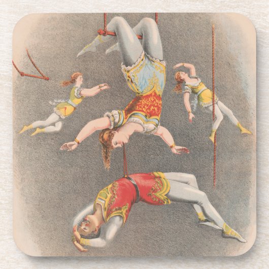 Mannelijke en Vrouw trapeze performers Bier Onderzetter (Voorkant)