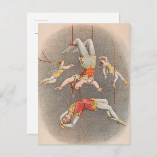 Mannelijke en Vrouw trapeze performers Briefkaart (Voorkant / Achterkant)