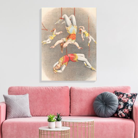Mannelijke en Vrouw trapeze performers Canvas Afdruk (Insitu (Woonkamer))