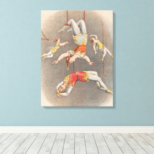 Mannelijke en Vrouw trapeze performers Canvas Afdruk (Insitu (Houten vloer))