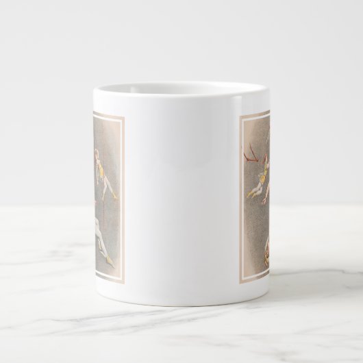 Mannelijke en Vrouw trapeze performers Grote Koffiekop (Voorkant)