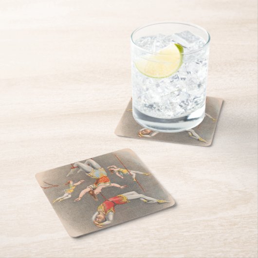 Mannelijke en Vrouw trapeze performers Kartonnen Onderzetters (Insitu)