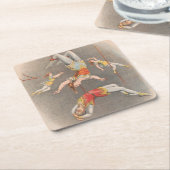 Mannelijke en Vrouw trapeze performers Kartonnen Onderzetters (Schuin)