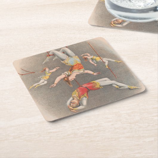 Mannelijke en Vrouw trapeze performers Kartonnen Onderzetters (Schuin)