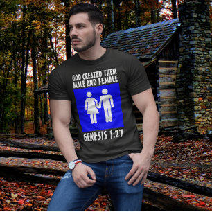MANNELIJKE EN VROUWELIJKE CHRISTELIJKE GENESIS 1:2 T-SHIRT