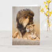 Mannelijke en Vrouwelijke Leeuw in Liefde Kaart (Gele Bloem)