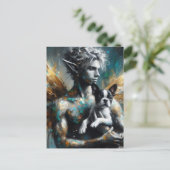 Mannelijke fee met Boston Terrier Puppy Briefkaart (Staand voorkant)