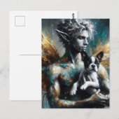 Mannelijke fee met Boston Terrier Puppy Briefkaart (Voorkant / Achterkant)