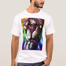 Mannelijke figuur en tatoeagekunst in pridekleuren t-shirt