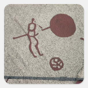 Mannelijke figuur met zon vierkante sticker