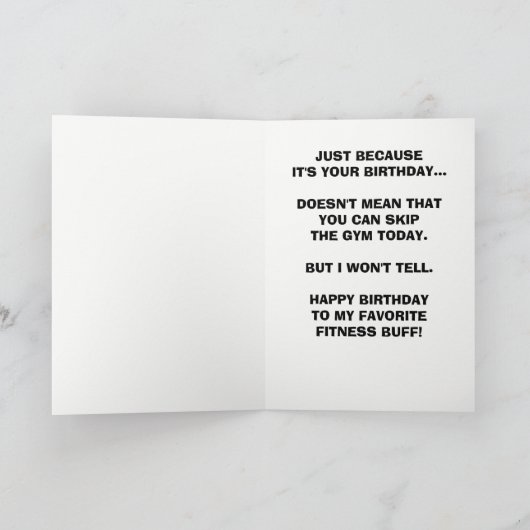 Mannelijke Fitness Buff of Trainer Verjaardag Kaart (Binnen)