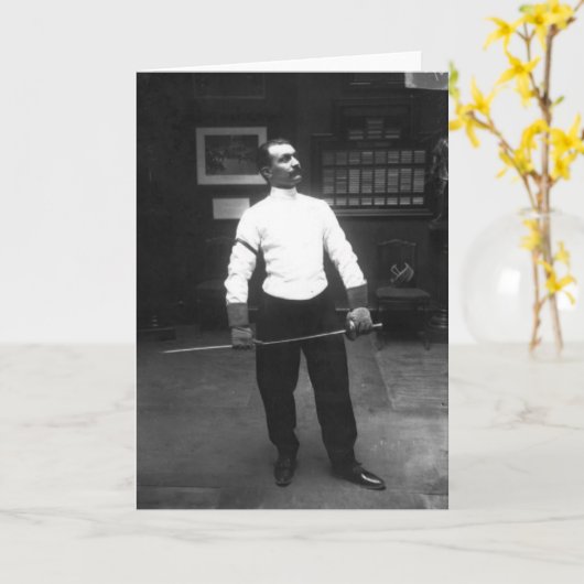  mannelijke Folie Fencer Note Kaart (Gele Bloem)