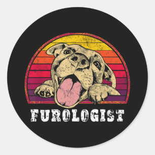Mannelijke fuuroloog grappige hond stylist schatti ronde sticker