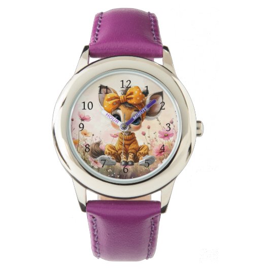 Mannelijke giraffe met polka stip bow horloge (Voorkant)