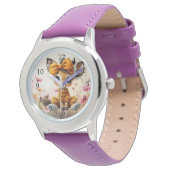 Mannelijke giraffe met polka stip bow horloge (Gekanteld)