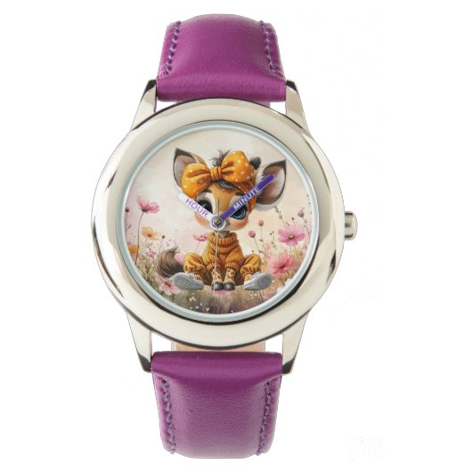 Mannelijke giraffe met polka stip bow horloge (Voorkant)