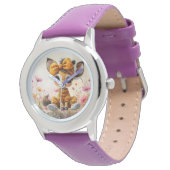 Mannelijke giraffe met polka stip bow horloge (Gekanteld)