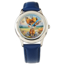 Mannelijke giraffe met polka stip strik horloge