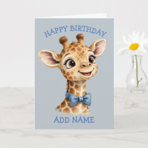 Mannelijke Giraffe: Pastel Boog Verjaardagskaart v Kaart