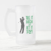 Mannelijke golf tee met grappige humor in het zwar matglas bierpul (Links)