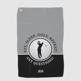 Mannelijke Golfer Silhouet Golf Ball Quote Zwart G Golfhanddoek