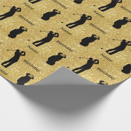 Mannelijke Golfer Silhouet Verjaardag Wrapping Pap Cadeaupapier (Hoek)