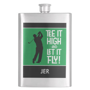 Mannelijke Golfer Tee Quote Monogram Black Groen Flacon