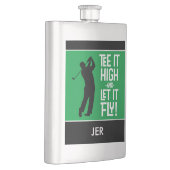 Mannelijke Golfer Tee Quote Monogram Black Groen Flacon (Rechts)