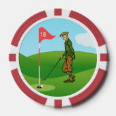 Mannelijke golfers: 1 tikken in & 1 pitching out poker chips (Voorkant)