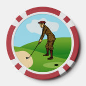 Mannelijke golfers: 1 tikken in & 1 pitching out poker chips (Achterkant)