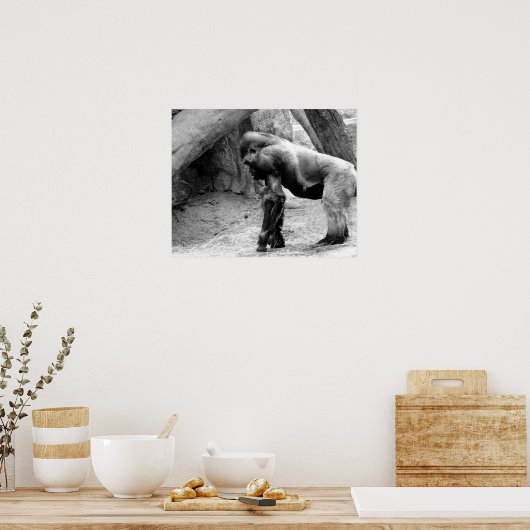 Mannelijke Gorilla Profiel in zwart-wit Poster (Keuken)