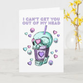 Mannelijke goth Valentijnskelet harten boba-beker  Kaart (Gele Bloem)