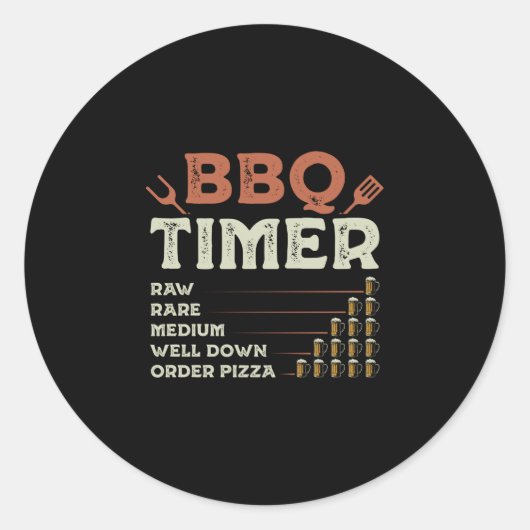 Mannelijke grappige bbq-grill chef grilling master ronde sticker (Voorkant)