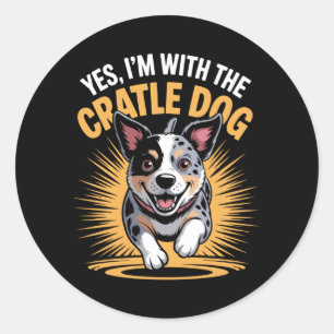 Mannelijke Grappige Huisdier Hond Met De Gekke Aus Ronde Sticker