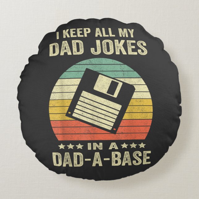 Mannelijke grappige vadergrappen in dad-a-Base Rond Kussen (Voorkant)
